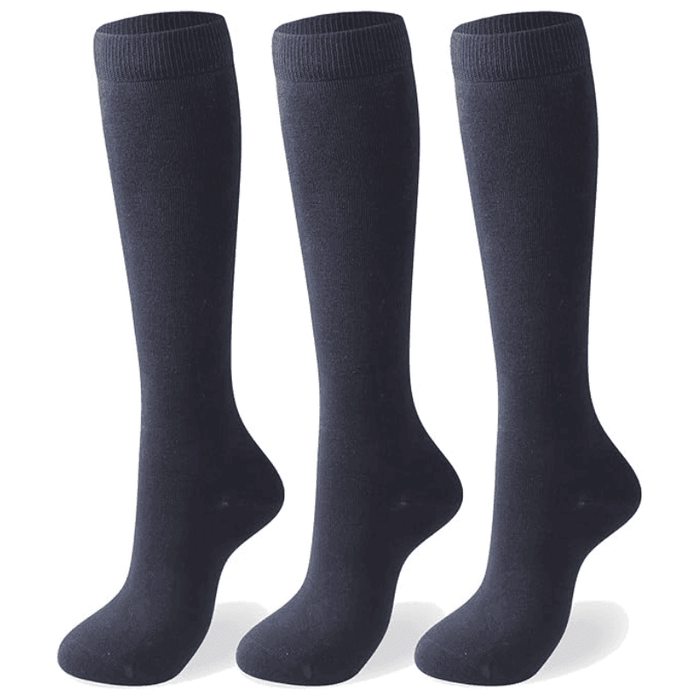 3-Pack Plain Combed Cotton Socks - Soft and Durable