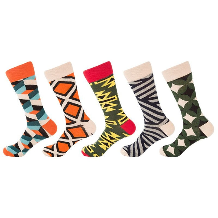 Combed Colorful Multi Pattern Long Sock