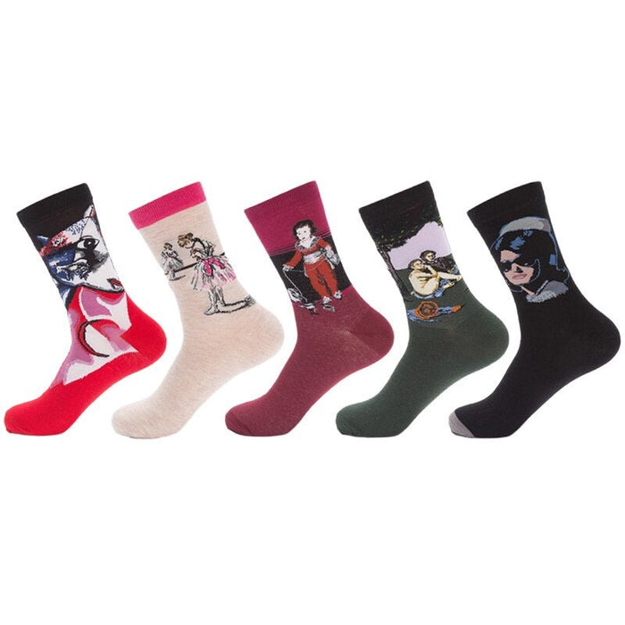 Combed Colorful Multi Pattern Casual Long Sock