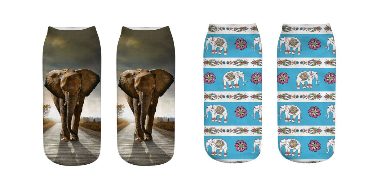 3D Printed Cute Elephant Sock (6-Pack)