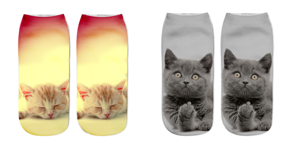 Cute Cat 3D Printed Comfy Socks (4 Pack)