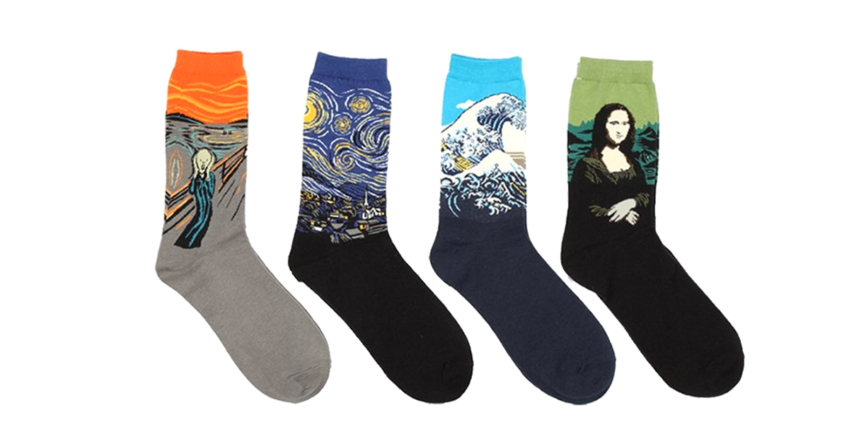 Retro Oil Painting Funny Socks (4- Pack)