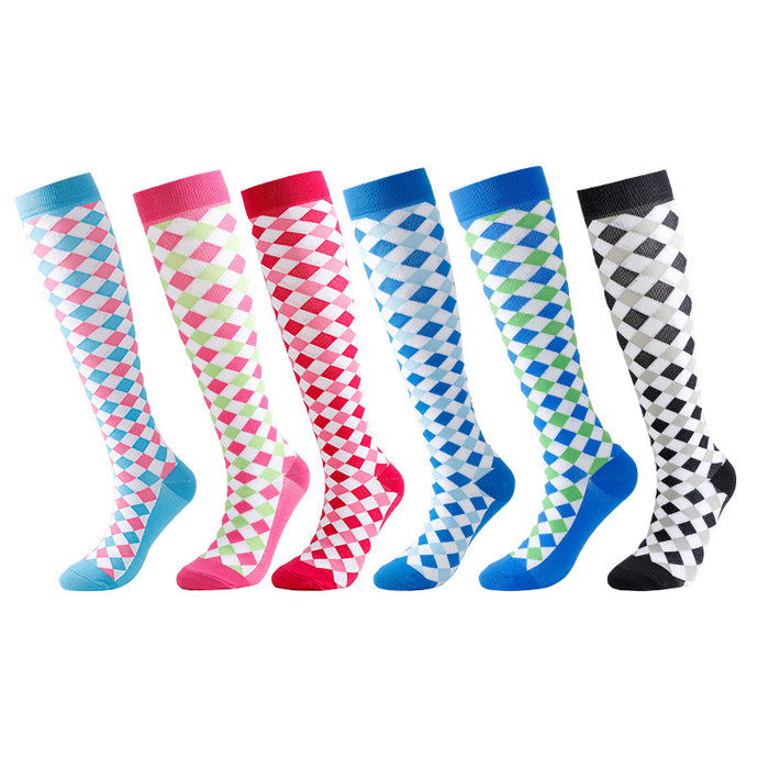Knee-length Plaid Stockings Preppy Over-The-Knee Socks - Six Pairs