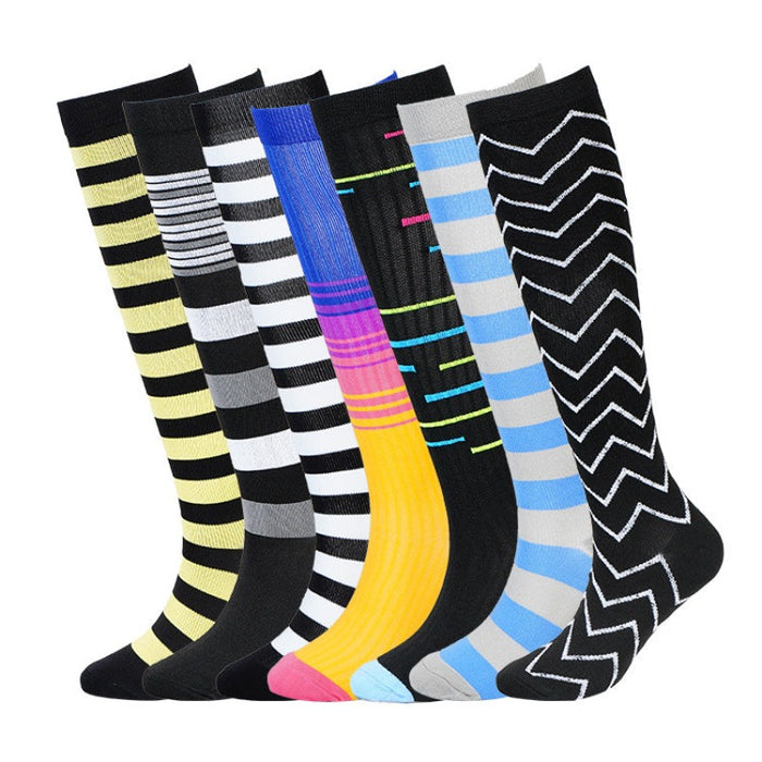 Striped Sports Compression Socks Breathable Sweat Absorbing Compression Compression Socks(7 pairs)