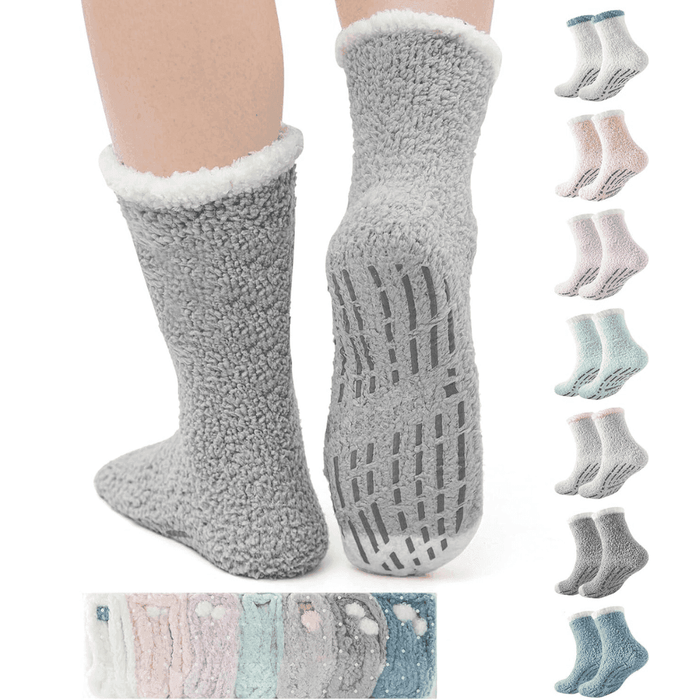 7 Pairs Soft Plush Diabetic Socks – Warm Non-Slip Comfort