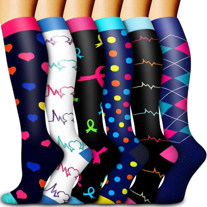6 Pairs Copper Compression Socks – Circulation and Support