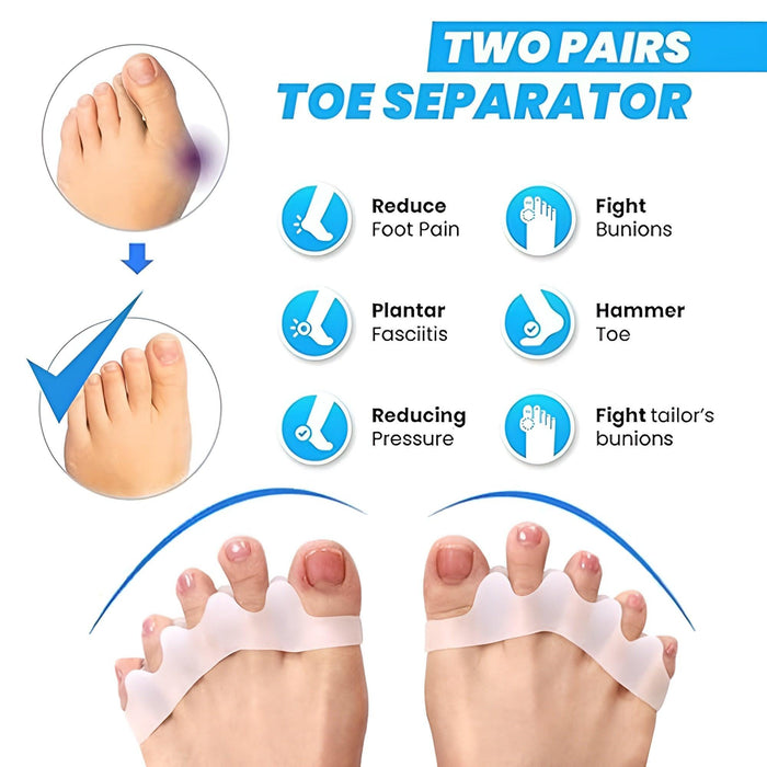 2 Pairs Gel Toe Separators – Bunion and Plantar Fasciitis Relief