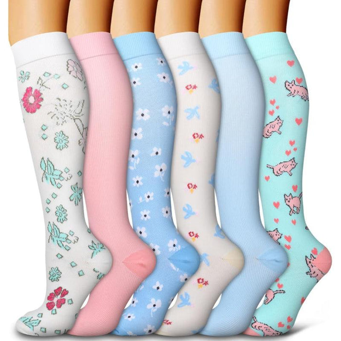 6 Pairs Copper Infused Compression Socks – Relief Travel and Work