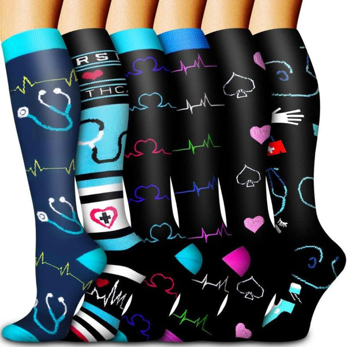 6 Pairs Copper Infused Compression Socks – Relief Travel and Work