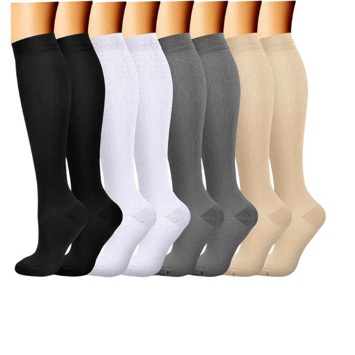 8-Pack Printed Pattern Compression Socks - Comfortable and Supportive