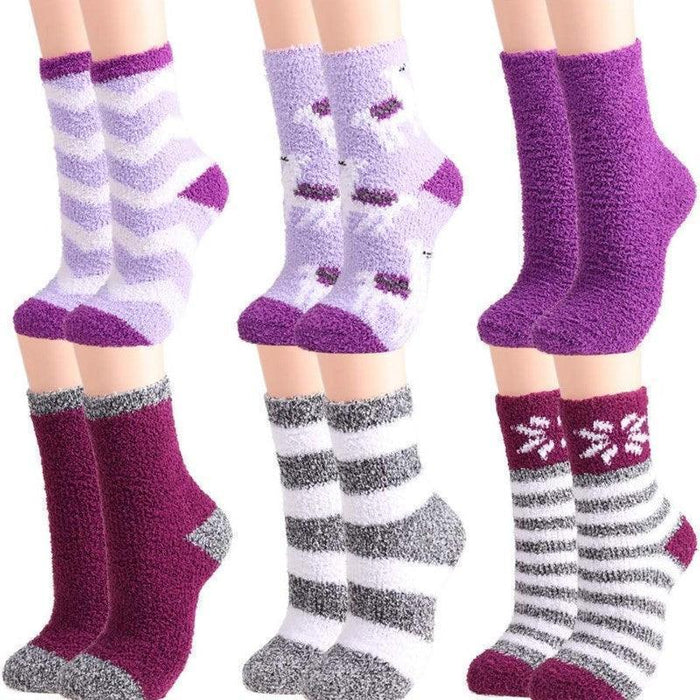 6-Pack Soft Plush Slipper Socks - Cozy Comfort for Cold Weather