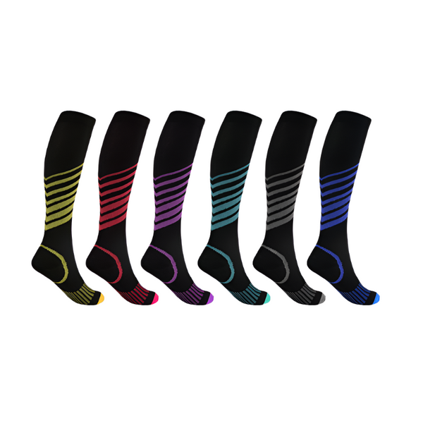 Ultra V-Striped Knee-High Compression Socks (6 Pack) Running Hiking ...