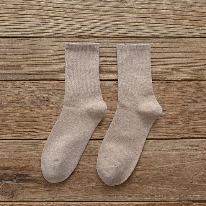 Casual Solid Color Warm Combed Cotton Socks