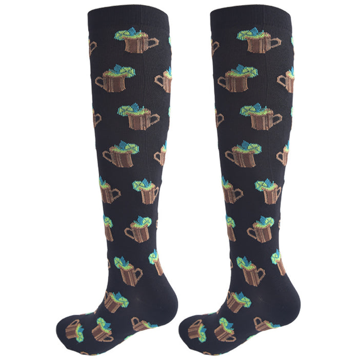 Leisure Sports Compression Socks Men's and Women's Outdoor Long Tube Compression Socks - Four Pairs