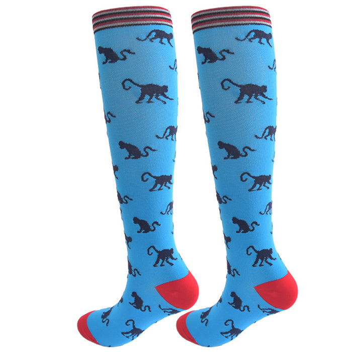 Leisure Sports Compression Socks Men's and Women's Outdoor Long Tube Compression Socks - Four Pairs