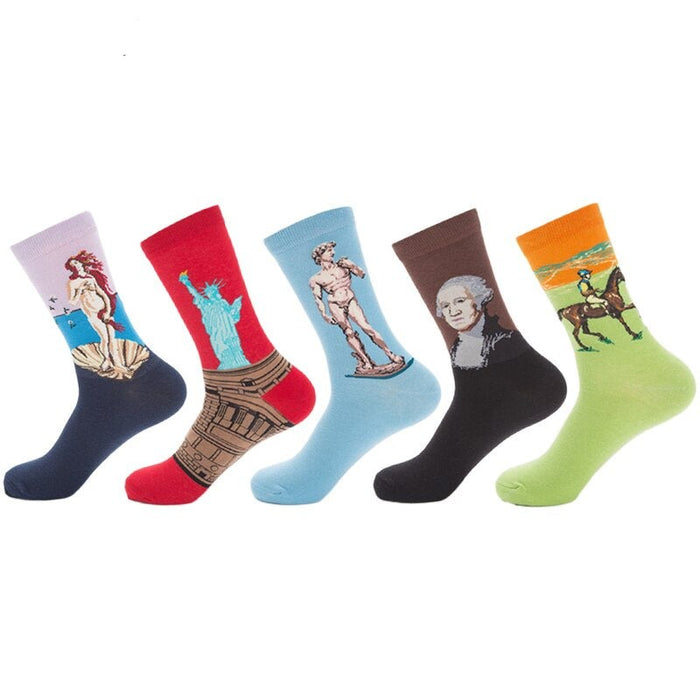 Funny Combed Colorful Multi Pattern Long Socks