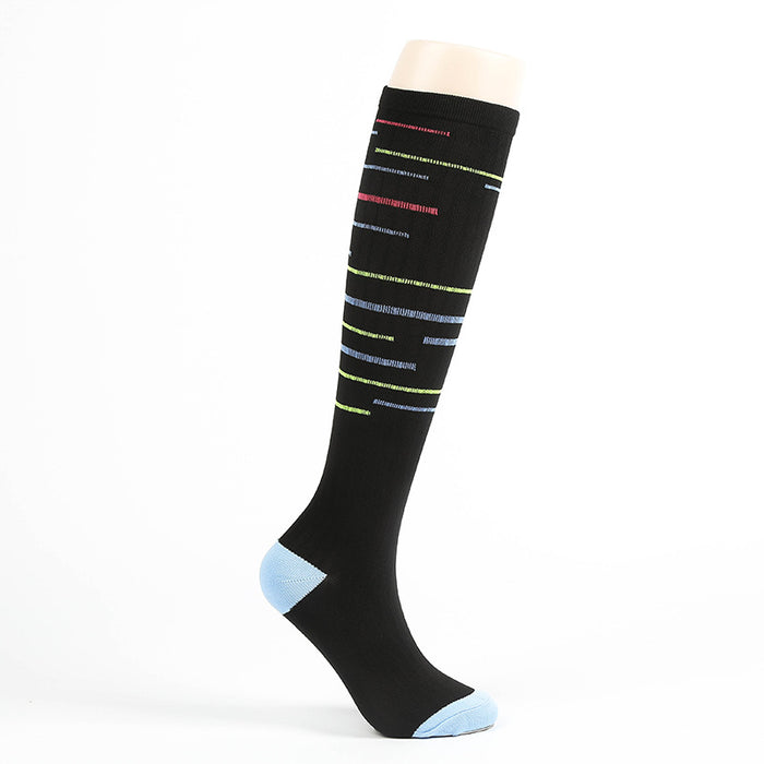 Outdoor Sports Compression Socks Men and Women Color Running Elastic Calf Socks Riding Pressure Socks - Six Pairs
