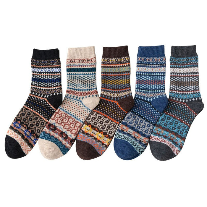 Thicken Small Square Striped Wool Socks