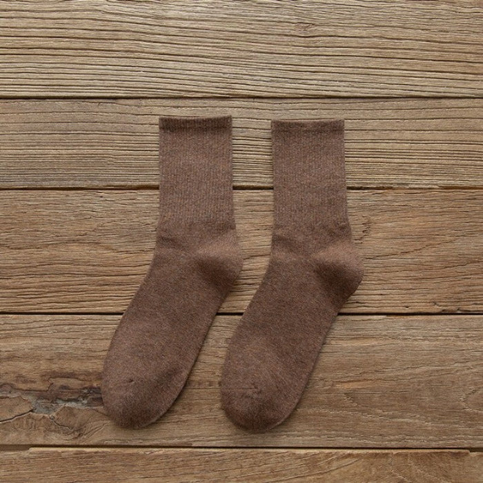 Casual Solid Color Warm Combed Cotton Socks