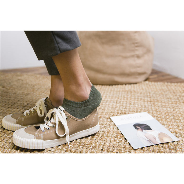 Summer Solid Color Casual Cotton Socks