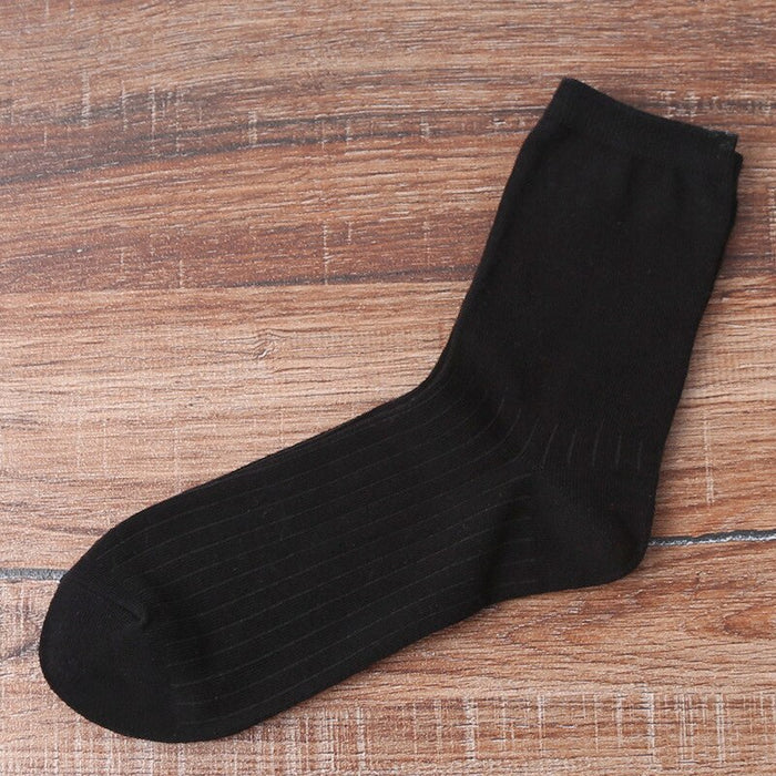 Classic Solid Color Vertical Stripes Cotton Socks