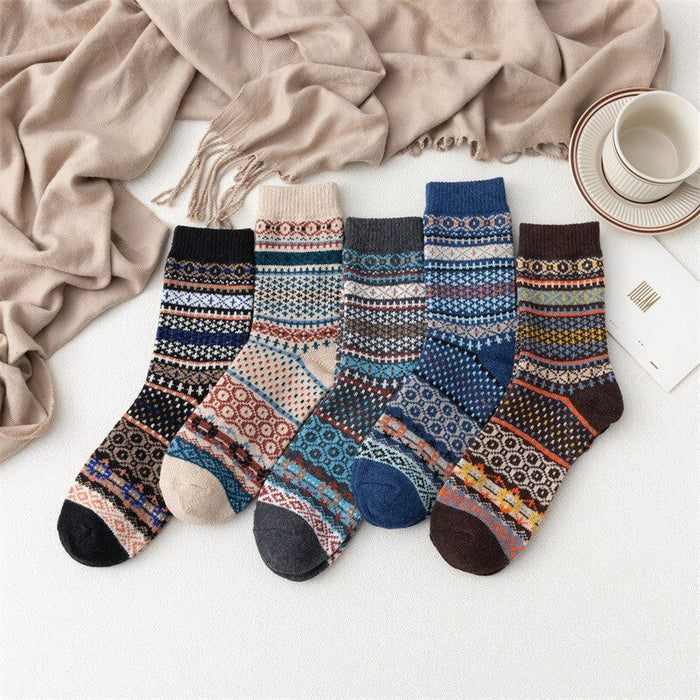 Thicken Small Square Striped Wool Socks
