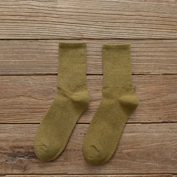 Casual Solid Color Warm Combed Cotton Socks