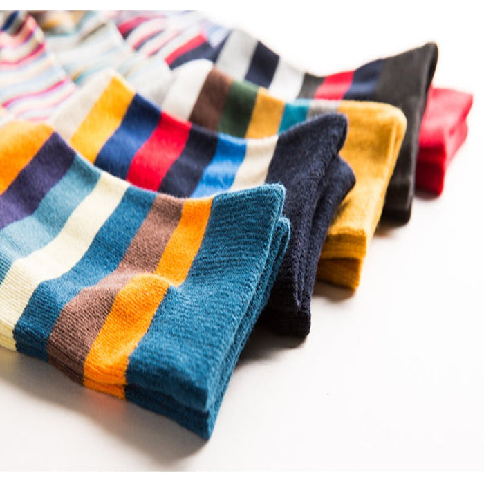 Rainbow Colorful Striped Cotton Socks