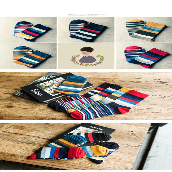 Rainbow Colorful Striped Cotton Socks