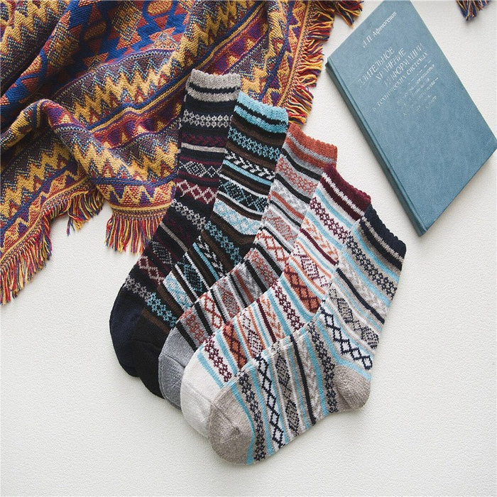 5 Pair Thick Wool Striped Socks