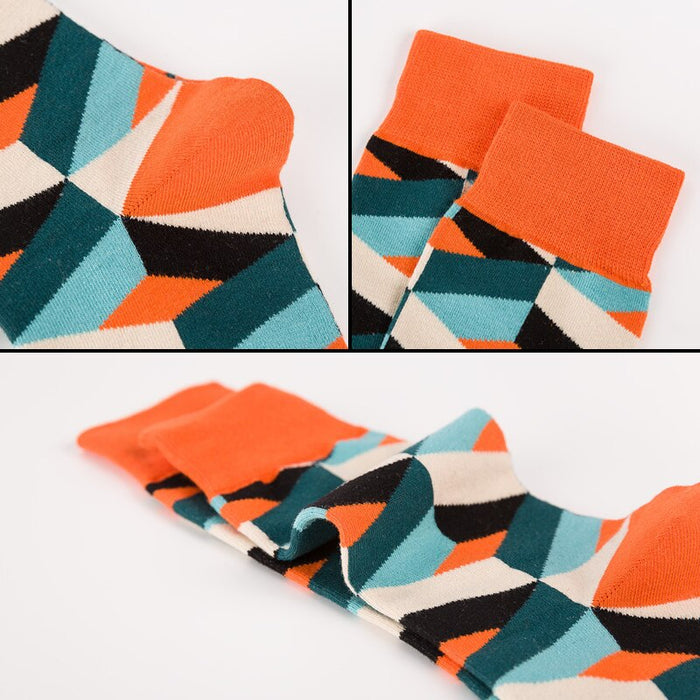 Combed Colorful Multi Pattern Long Sock