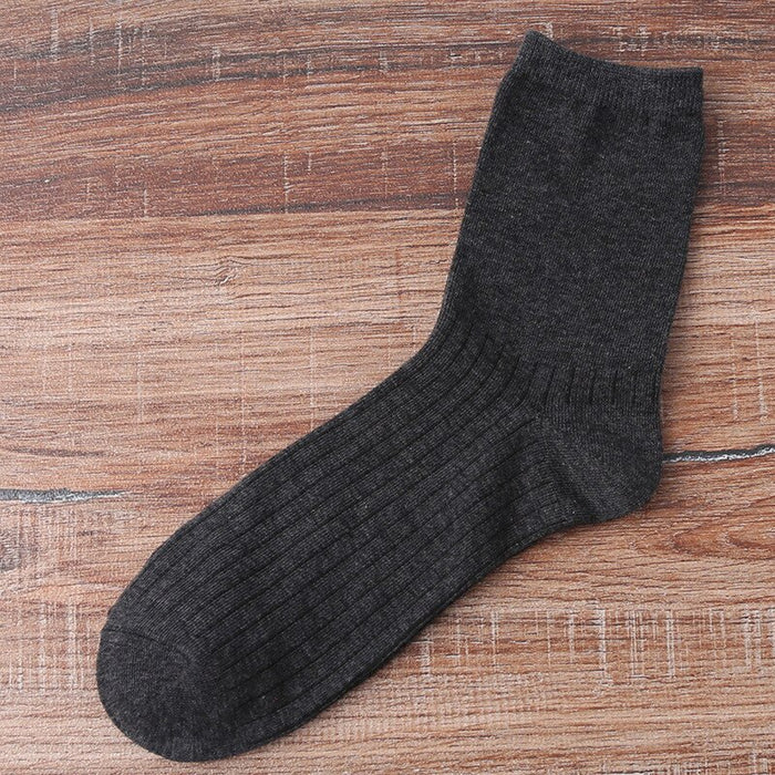 Classic Solid Color Vertical Stripes Cotton Socks