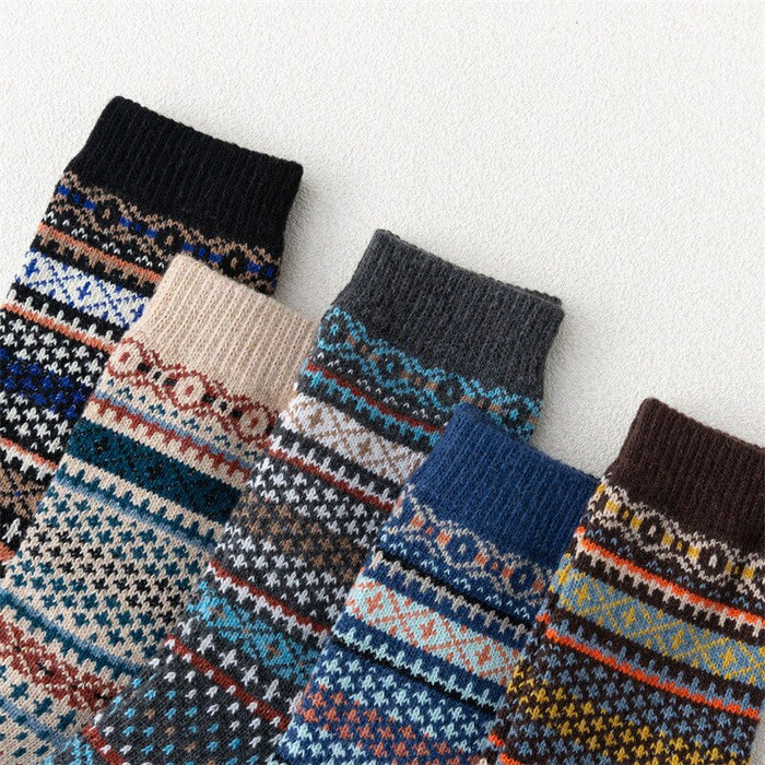 Thicken Small Square Striped Wool Socks