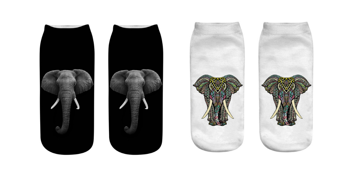 3D Printed Cute Elephant Sock (6-Pack)