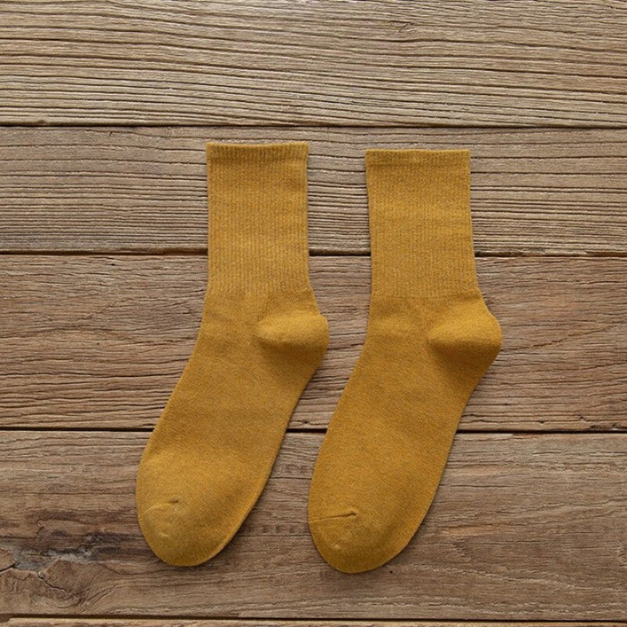 Casual Solid Color Warm Combed Cotton Socks