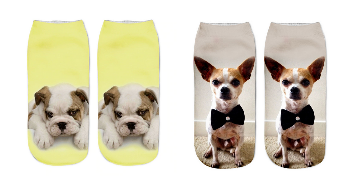 Cute Dog 3D Printed Comfy Socks (4-Pack)
