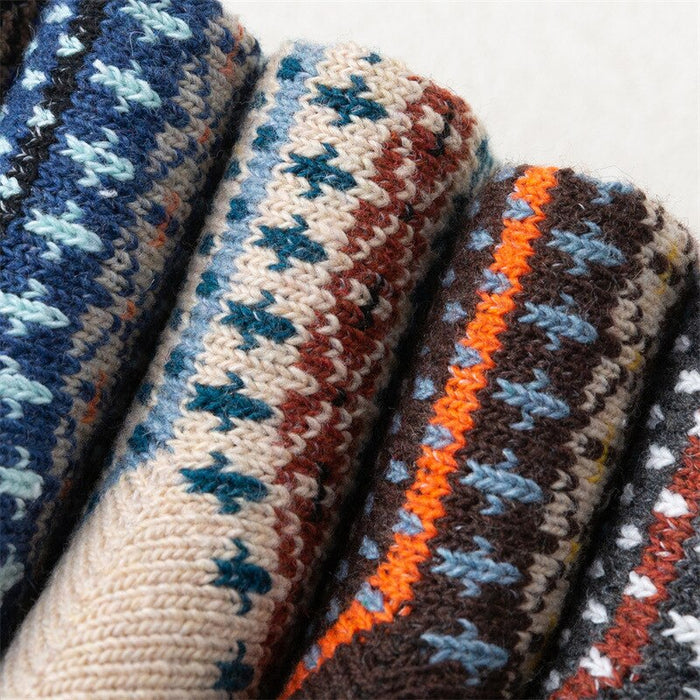 Thicken Small Square Striped Wool Socks