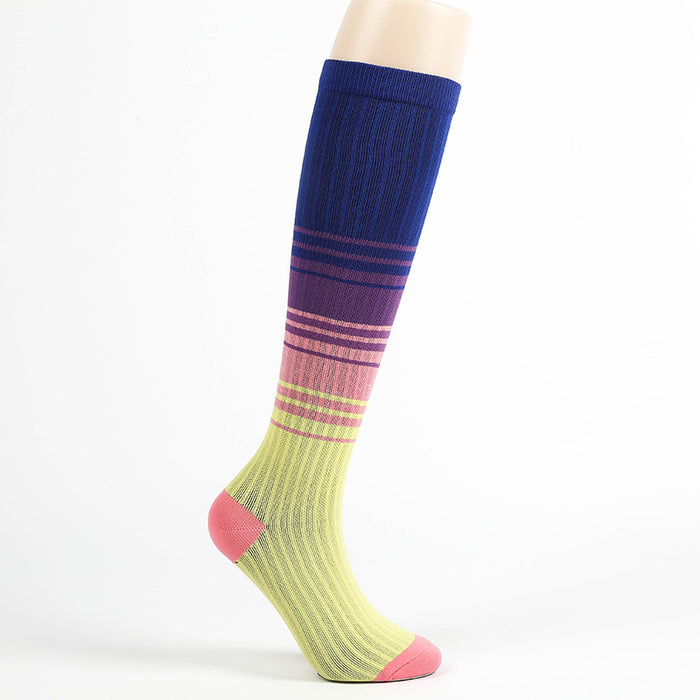 Outdoor Sports Compression Socks Men and Women Color Running Elastic Calf Socks Riding Pressure Socks - Six Pairs