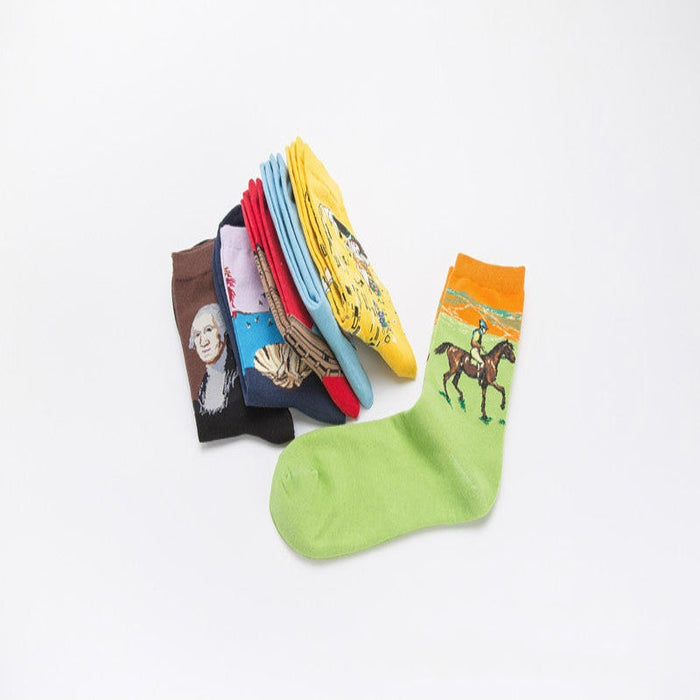 Funny Combed Colorful Multi Pattern Long Socks