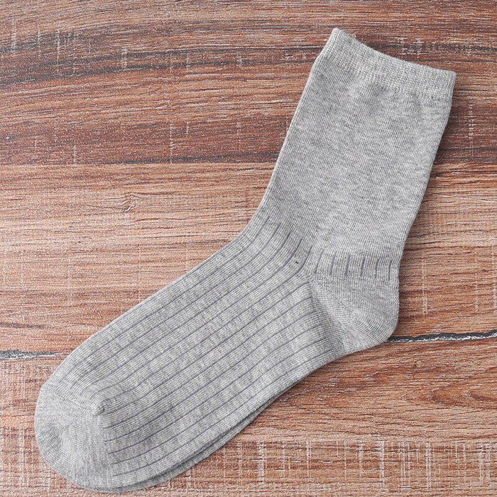 Classic Solid Color Vertical Stripes Cotton Socks