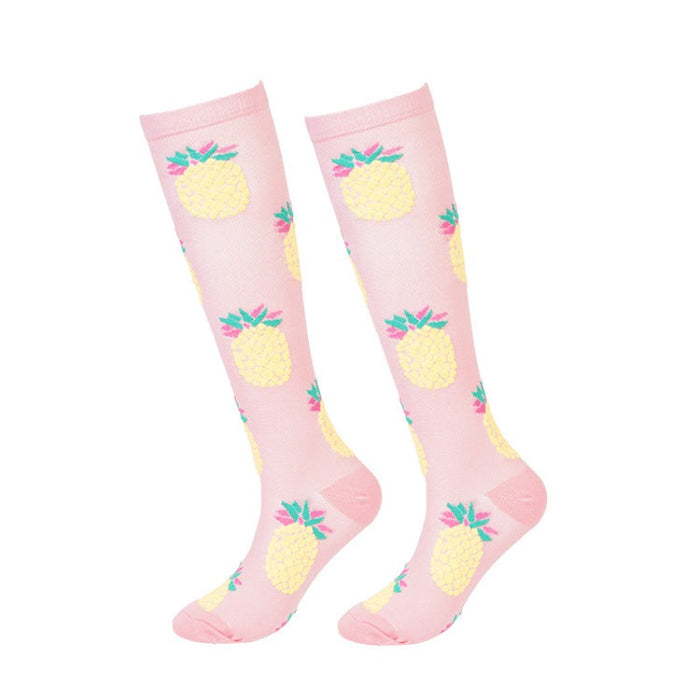 Cartoon Fruit Compression Socks Breathable Sweat-Absorbing Sports Socks Shape Leg Socks - Seven Pairs