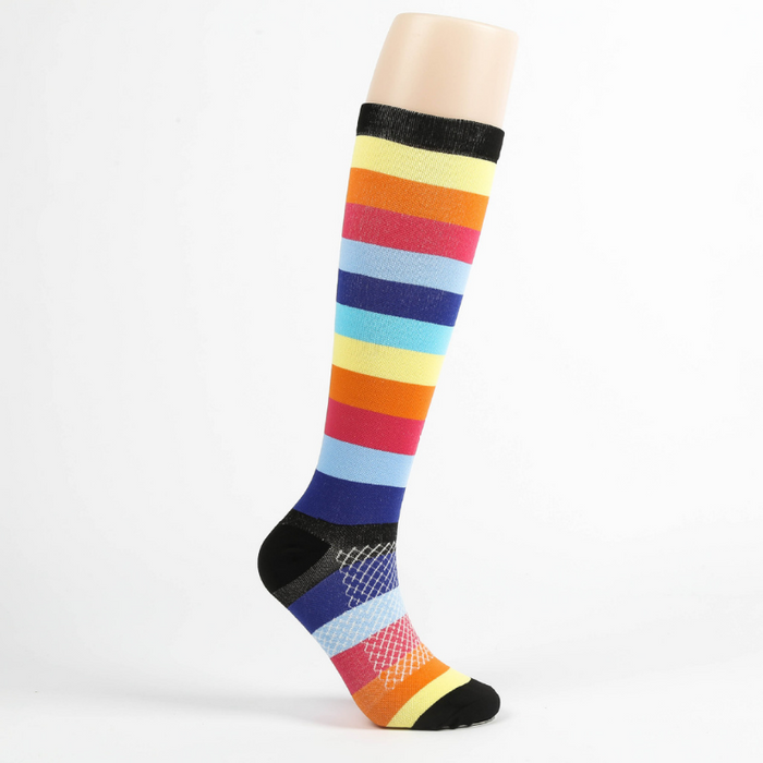 Outdoor Sports Compression Socks Men and Women Color Running Elastic Calf Socks Riding Pressure Socks - Six Pairs