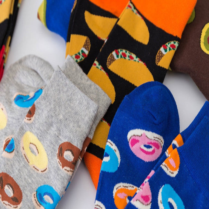 5 Pair Colorful Casual Cotton Socks For Couple