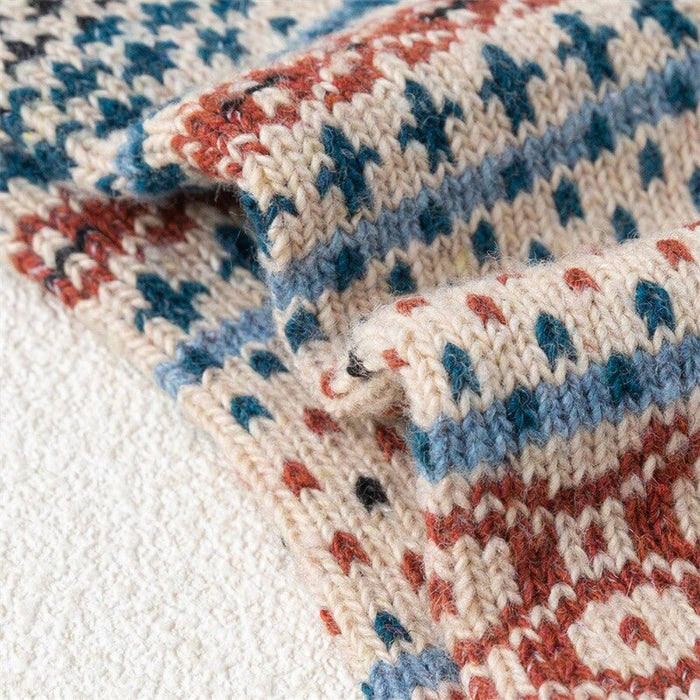 Thicken Small Square Striped Wool Socks