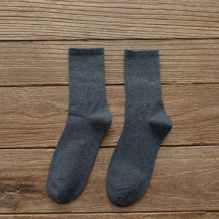Casual Solid Color Warm Combed Cotton Socks