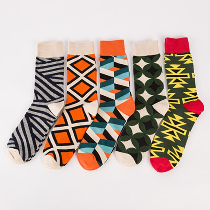 Combed Colorful Multi Pattern Long Sock