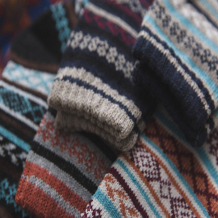 5 Pair Thick Wool Striped Socks