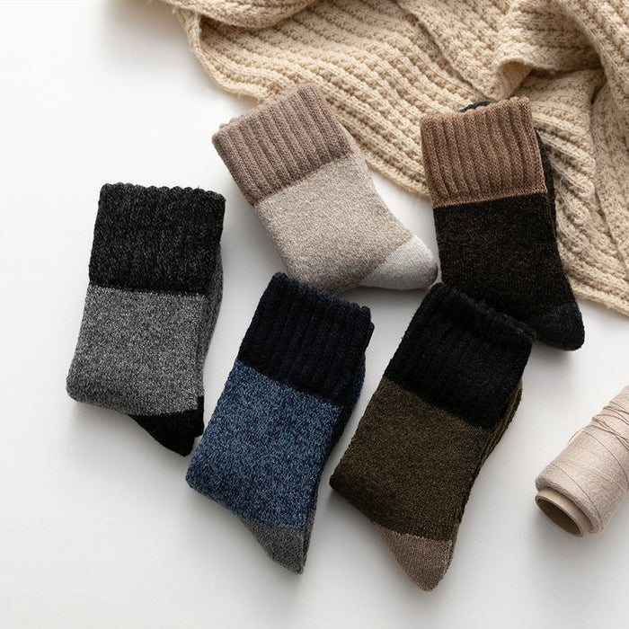 5 Pairs Thick Cotton Retro Style Socks