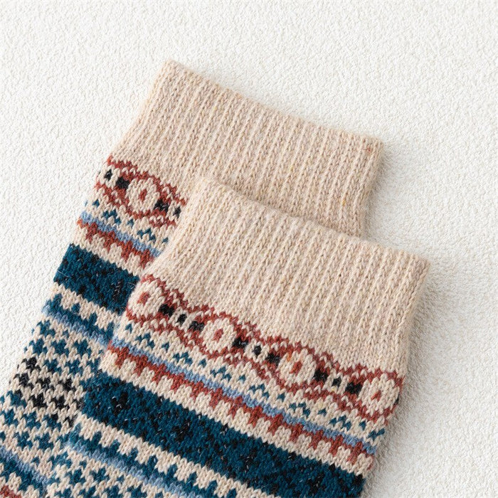 Thicken Small Square Striped Wool Socks
