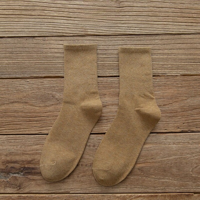 Casual Solid Color Warm Combed Cotton Socks